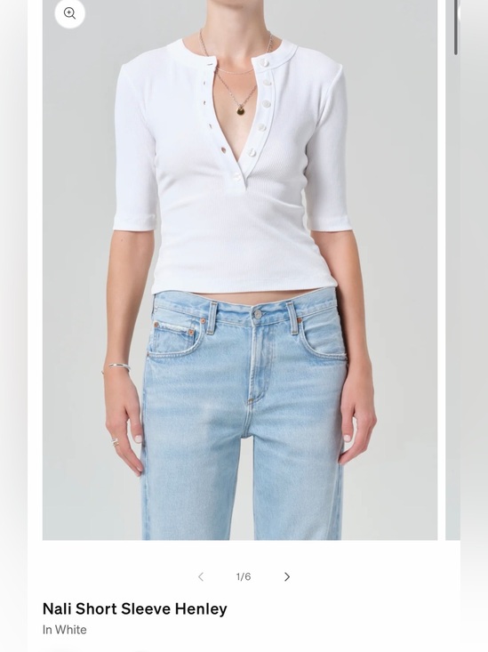 Citizens Of Humanity Tops - Citizens Of Humanity Nali Short Sleeve Henley
In White